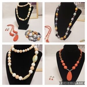 Vintage 80s Lot of 3 Necklaces  - summer colors